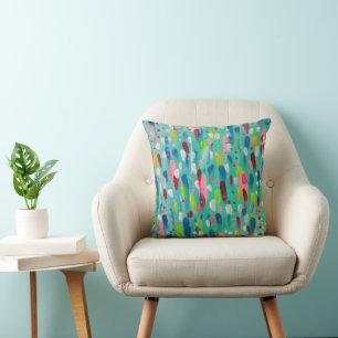 Spring Time Blues Abstract Art Throw Pillow