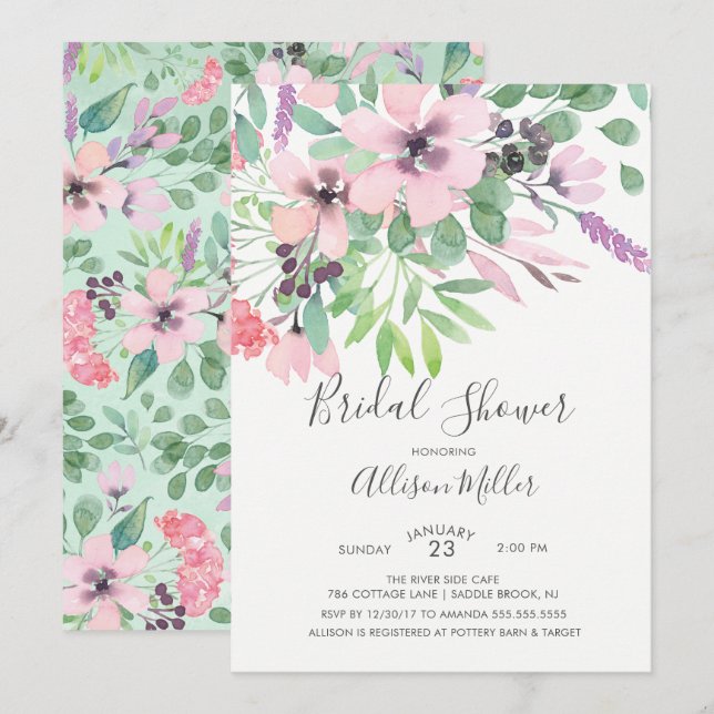 Spring Time Flowers Bridal Shower Invitation (Front/Back)