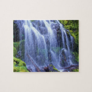Spring-time fresh water flowing over moss jigsaw puzzle