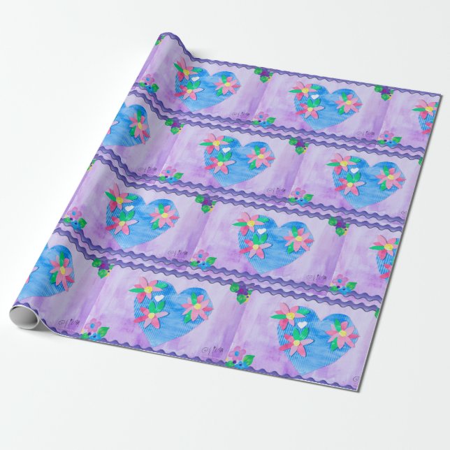 Spring Time Heart - Kids Art for CHOC Wrapping Paper (Unrolled)