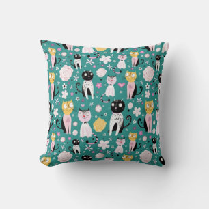 Spring Time Kitty Throw Pillow