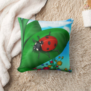Spring Time Lady Bug Throw Pillow