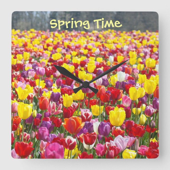 Spring Time wall clocks Decorative Tulip Flowers (Front)