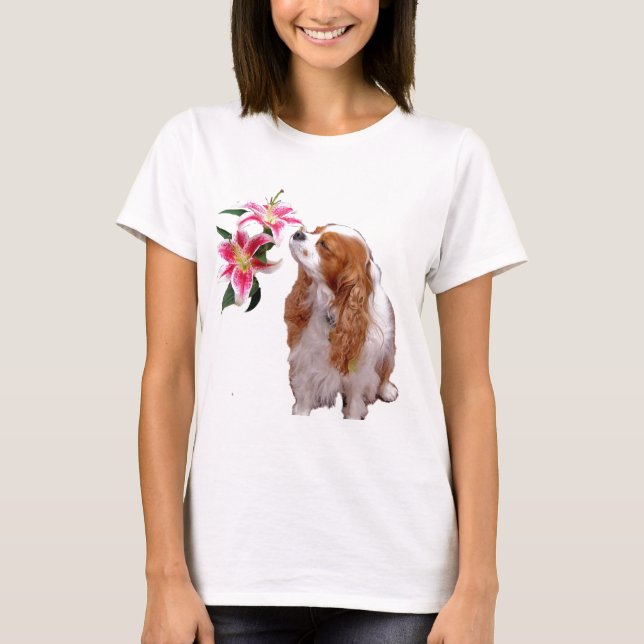 Spring time  with a Cavalier King Charles Spaniel T-Shirt (Front)