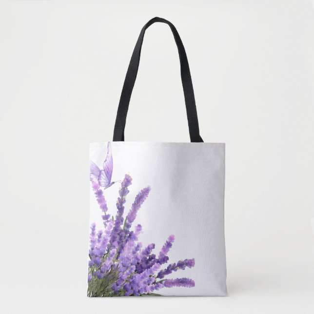 spring tote bag, lavender flowers bag (Front)