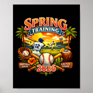 Spring Training 2026 Baseball Vintage Sunset Desig Poster