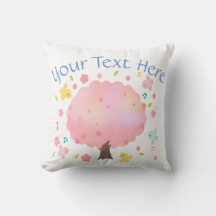 Spring Tree & Birds Custom Throw Pillow