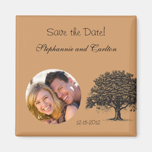 Spring Tree Brown/Black Announcement Magnet (Front)