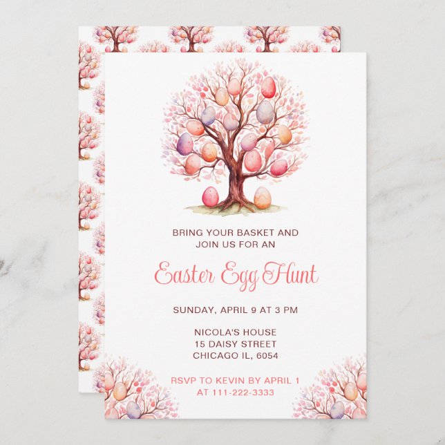 Spring Tree Easter Egg Hunt Invitation (Front/Back)