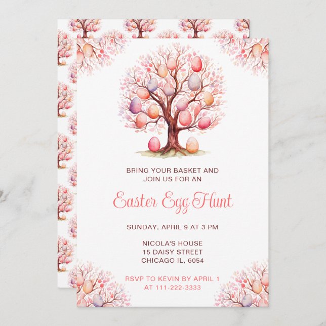 Spring Tree Easter Egg Hunt Invitation (Front/Back)
