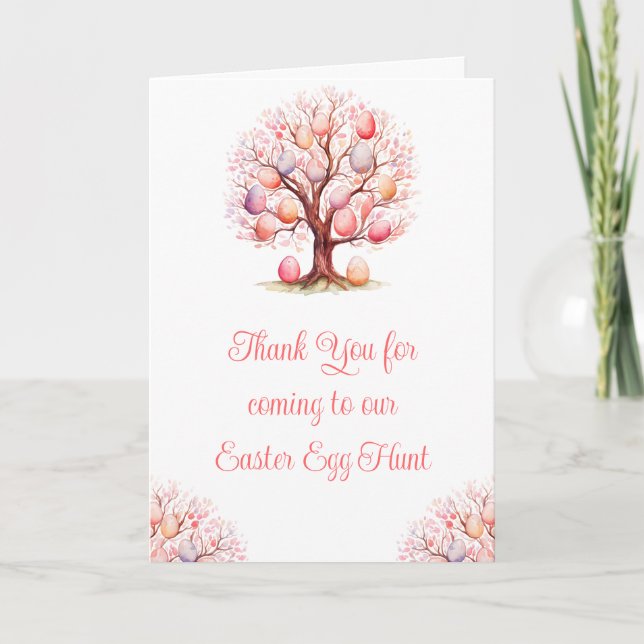 Spring Tree Easter Egg Hunt Thank You Card (Front)