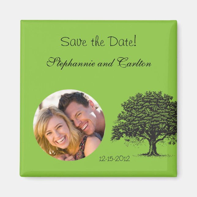 Spring Tree Green/Black Announcement Magnet (Front)