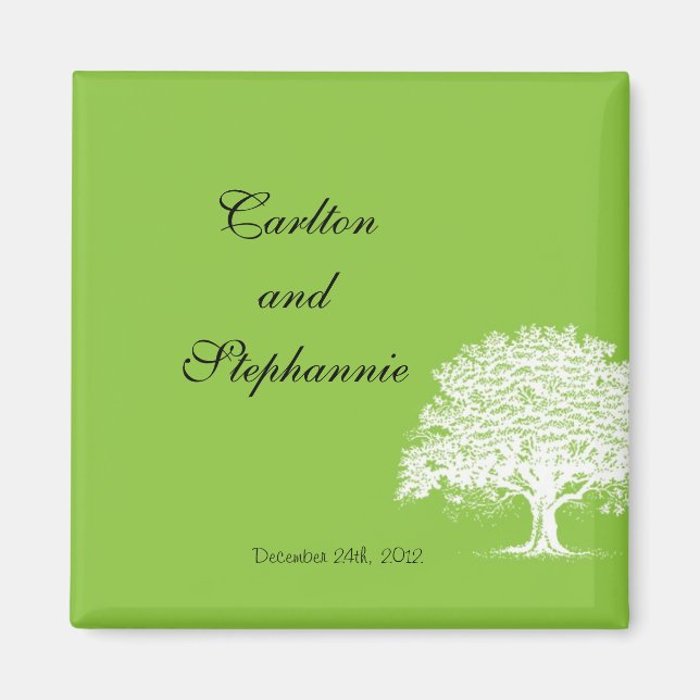 Spring Tree Green/White Magnet Favour (Front)