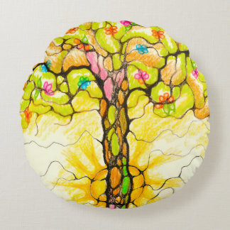 Spring tree round pillow