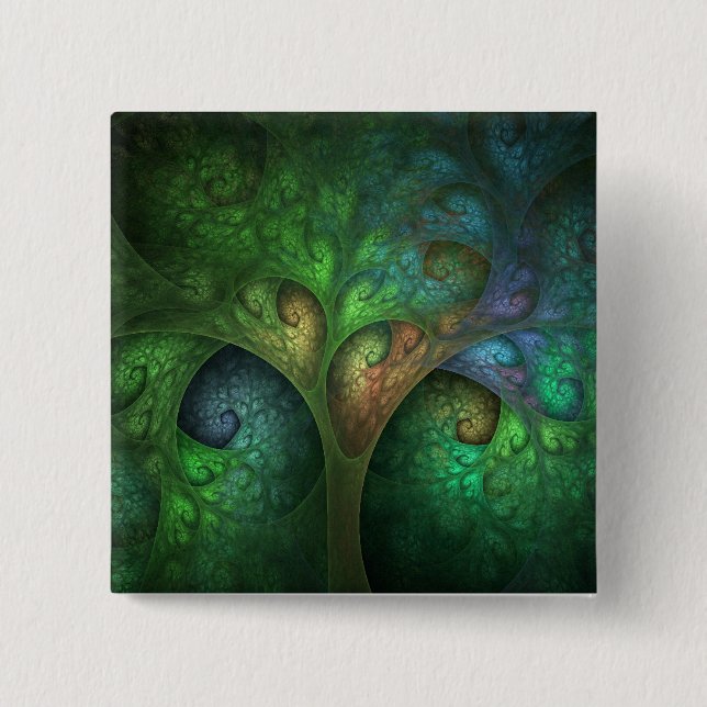 Spring Tree Square Button (Front)