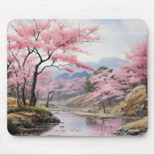 Spring Trees River Landscape Mouse Pad