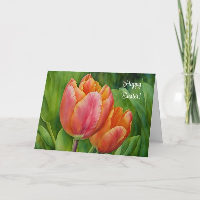 Spring Tulip Flower Art Easter Card (Front)
