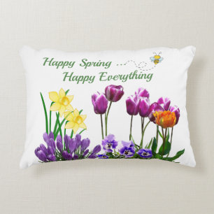 Spring Tulip Flower Pattern Accent Pillow