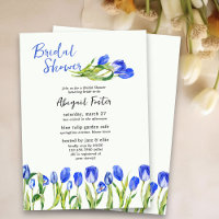Spring Tulip Flowers Blue Floral Bridal Shower