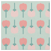 Spring Tulip Flowers Floral Pattern on Green