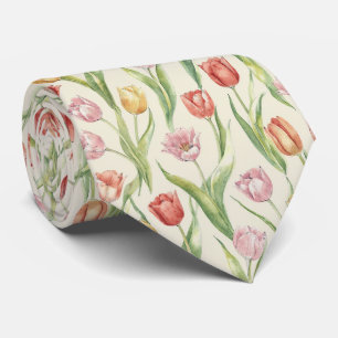 Spring Tulip Garden Floral Pattern Tie