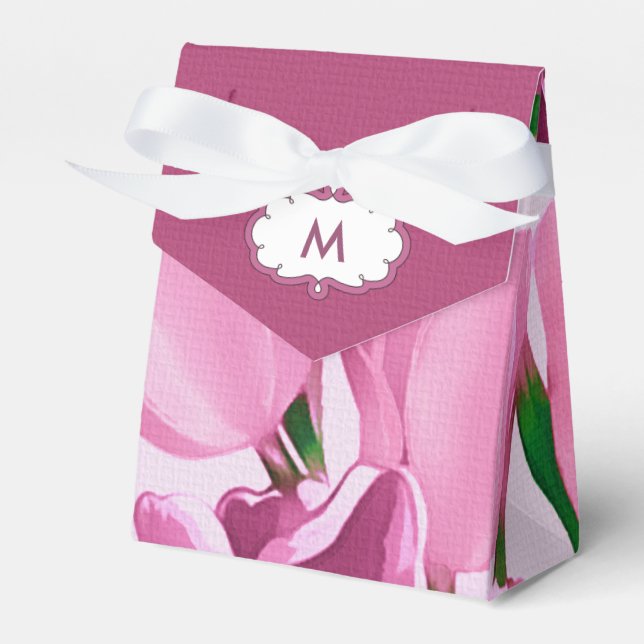 Spring Tulip Painting Custom Monogram  Favor Box (Front Side)