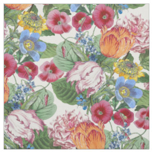 Spring Tulip Peony Flowers Garden Pattern Fabric