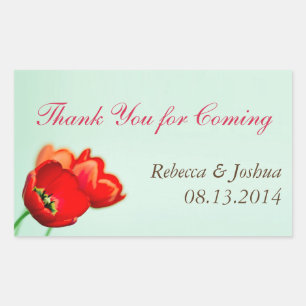 Spring tulip red floral mint wedding favour sticker