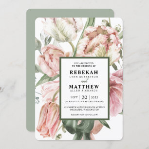 Spring Tulip Watercolor Bouquet Invitation