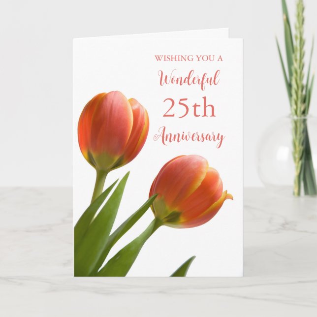 Spring Tulips 25th Wedding Anniversary Card (Front)