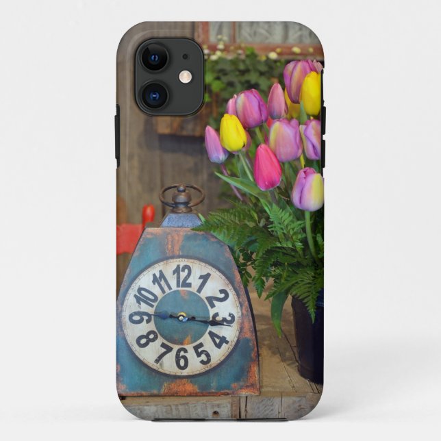 Spring tulips and clock iphone case (Back)