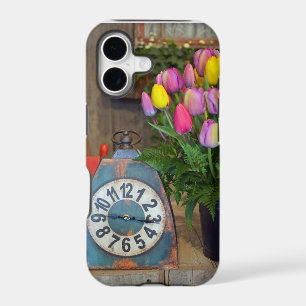 Spring tulips and clock iphone case