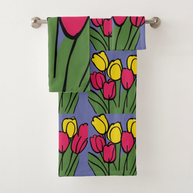 Spring Tulips Bath Towel Set (Insitu)