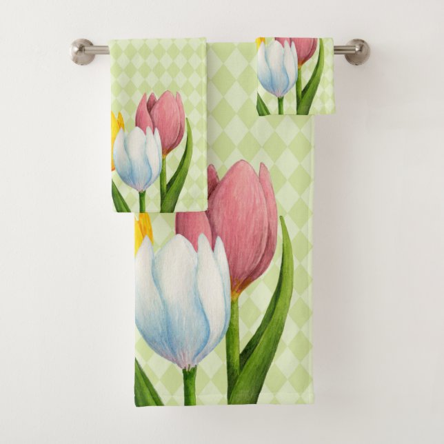 Spring Tulips Bath Towel Set (Insitu)