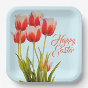 Spring Tulips Big Floral Design Paper Plate