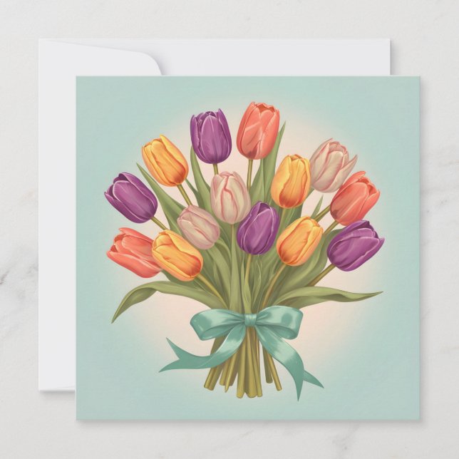 Spring tulips bouquet invitation (Front)