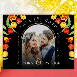 Spring Tulips Bright Colourful Photo Save the Date Invitation Postcard