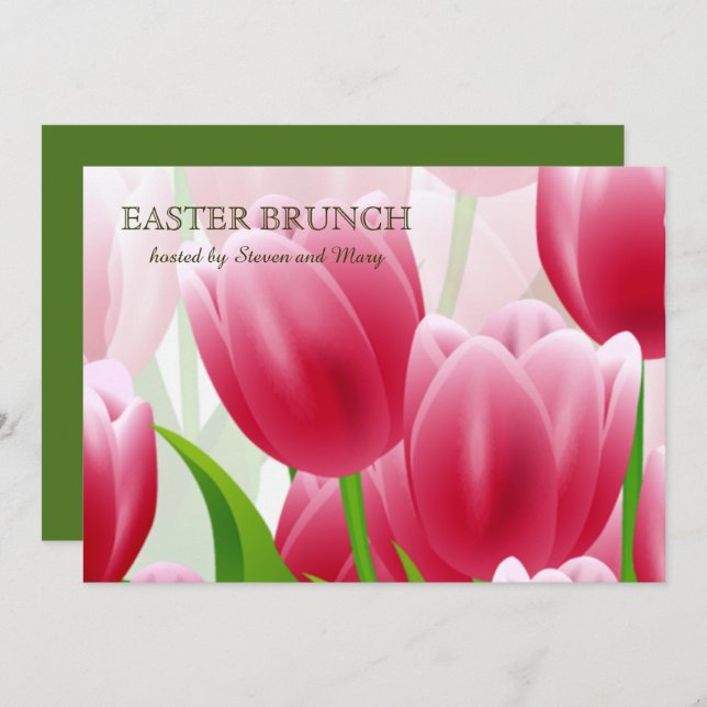 Spring Tulips Custom Easter Brunch Invitation (Front/Back)