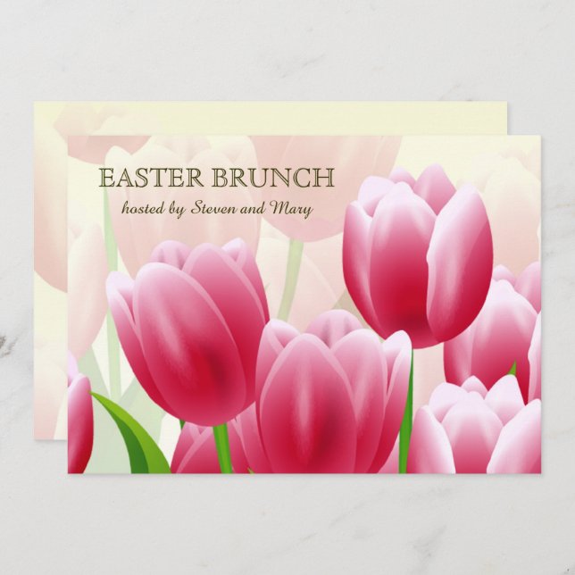 Spring Tulips Custom Easter Brunch Invitations (Front/Back)