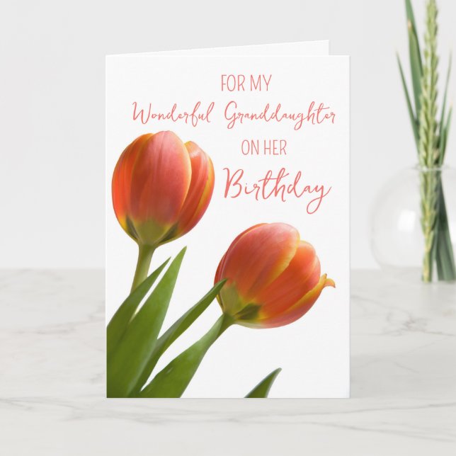 Spring Tulips Granddaughter Birthday Card (Front)