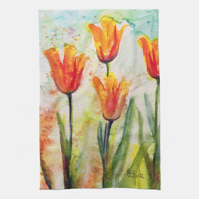 Spring Tulips Kitchen Towel (Vertical)
