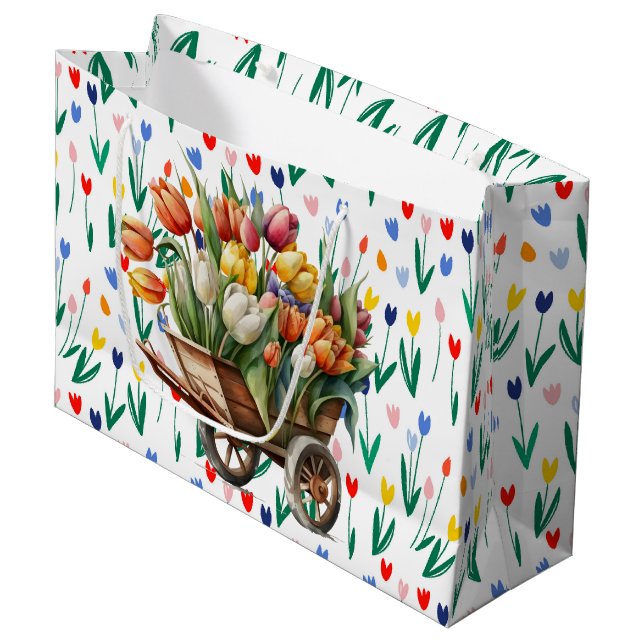 Spring Tulips  Large Gift Bag (Front Angled)