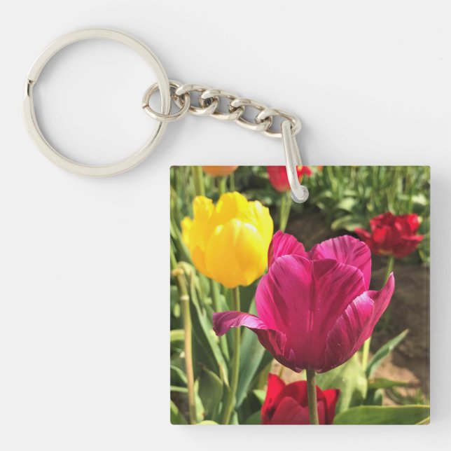 Spring Tulips, Oregon Keychain (Front)
