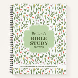 Spring Tulips Pattern Personalized Bible Study Notebook