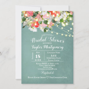 Spring Tulips & Roses Teal Bridal Shower Invitation