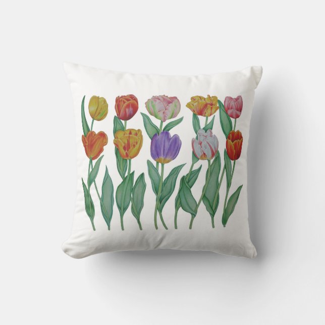 Spring Tulips Throw Pillow (Front)
