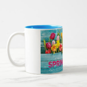 Spring Tulips Two-Tone Coffee Mug