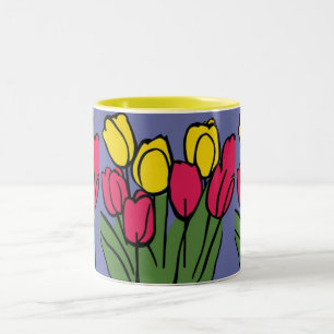Spring Tulips Two-Tone Coffee Mug