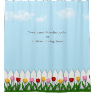 Spring Tulips White Picket Fence Customizable