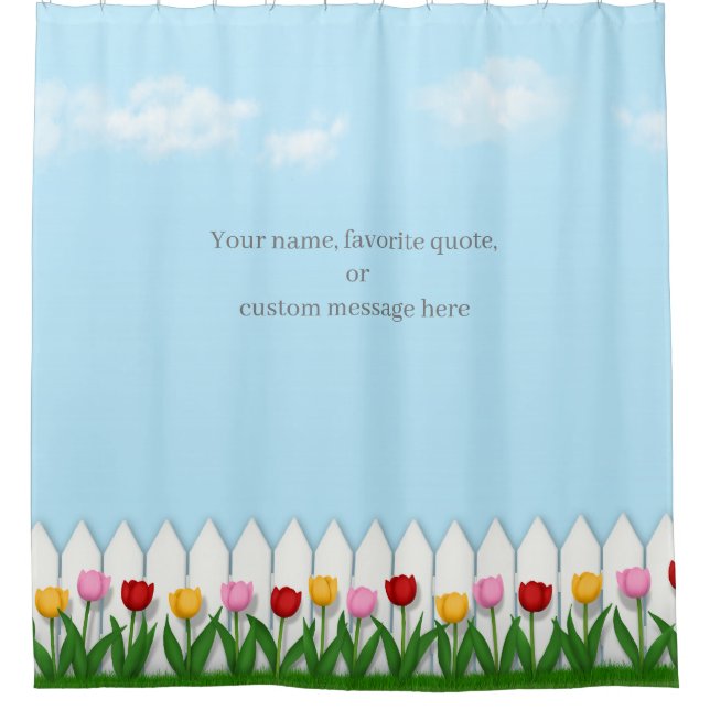 Spring Tulips White Picket Fence Customizable (Front)